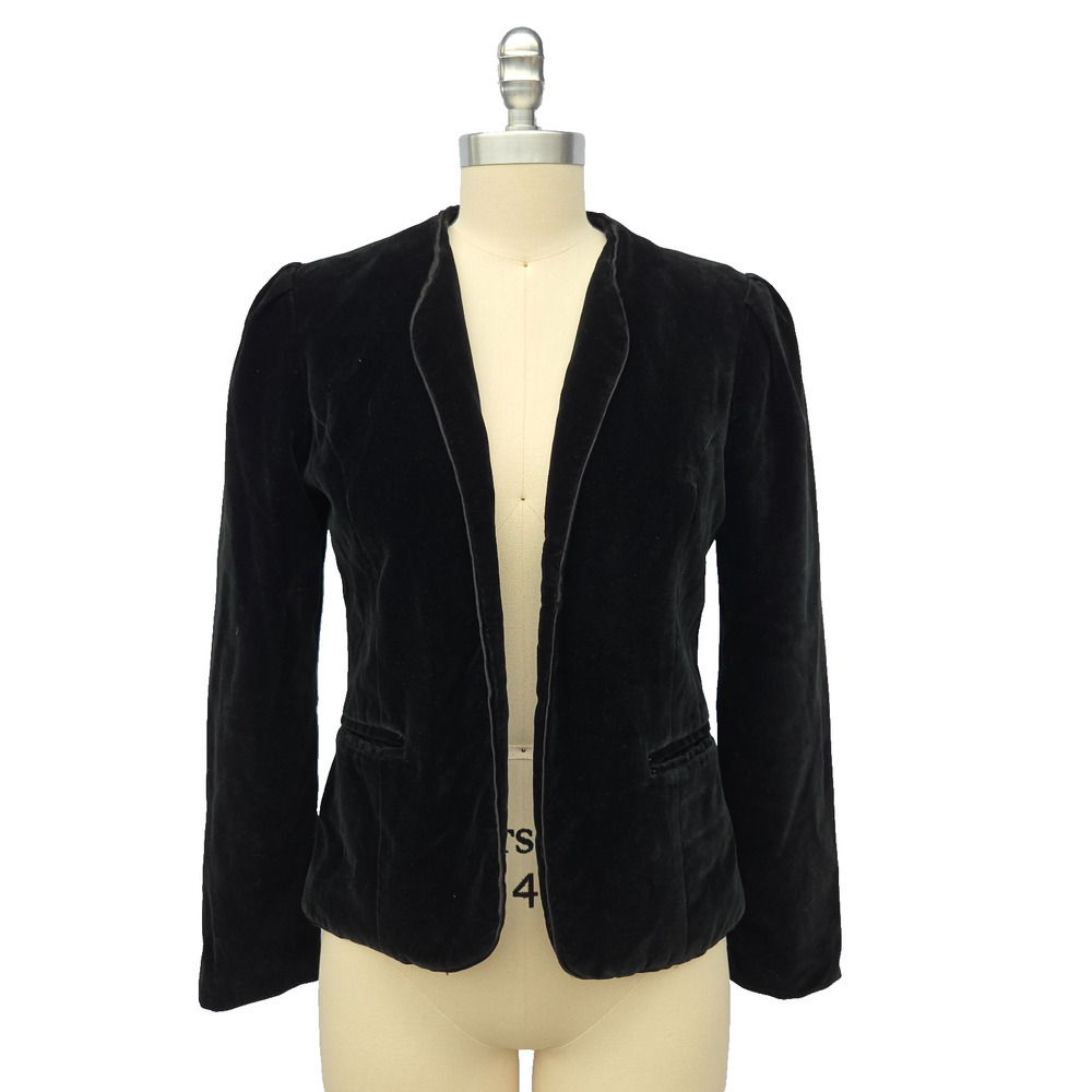 Vintage Black Velvet Blazer Size S Cos Cob Office Siren Goth Gothic Classic 70s